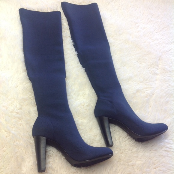 ❤️SIZE 7.5 CHARLES DAVID OVER THE KNEE BOOTS NAVY - Picture 4 of 8